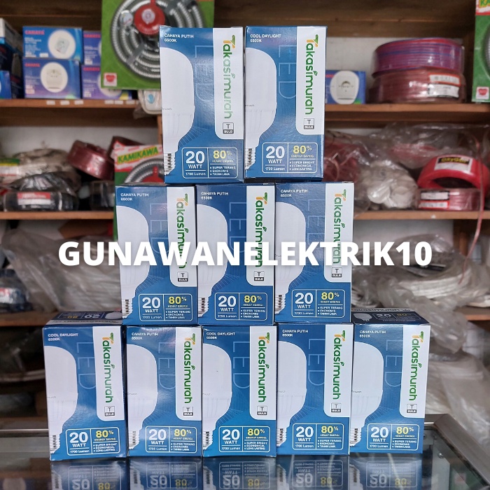 PAKET 10PCS LAMPU LED TAKASIMURAH BULB T 20 WATT, LED TAKASIMURAH 20W