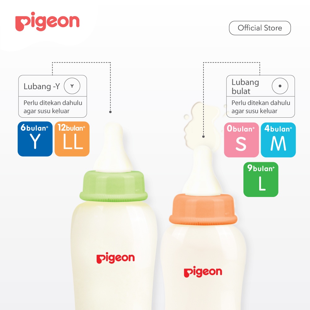 Nipple Dot Bayi PIGEON Peristaltic Slim Neck Size LL Isi 1 Pcs