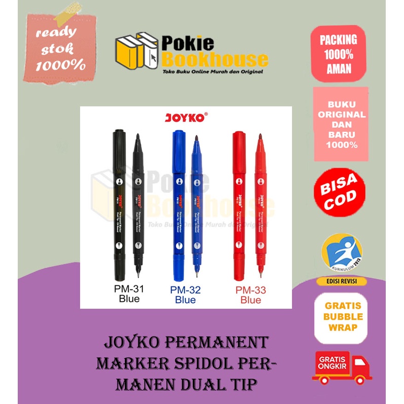

BEST SELLER JOYKO PERMANENT MARKER SPIDOL PERMANEN DUAL TIP - BLUE