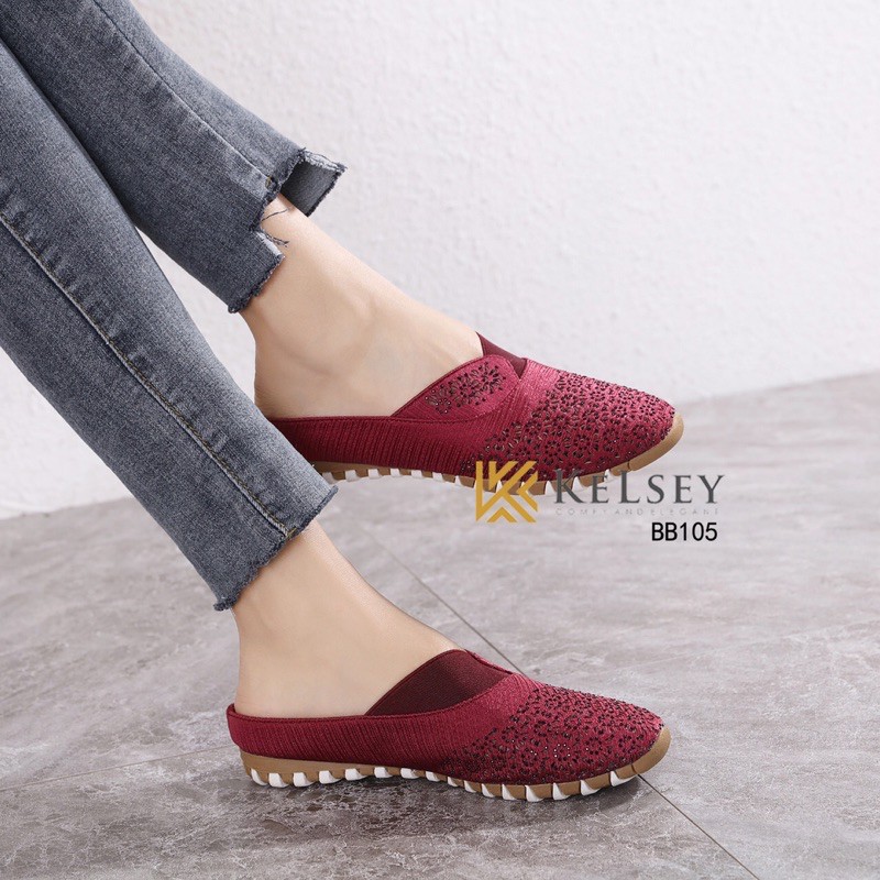 RESTOCK!!  NICOLE SANDAL SLIP ON KELSEY BB105 SANDAL WANITA FLAT SHOES IMPORT