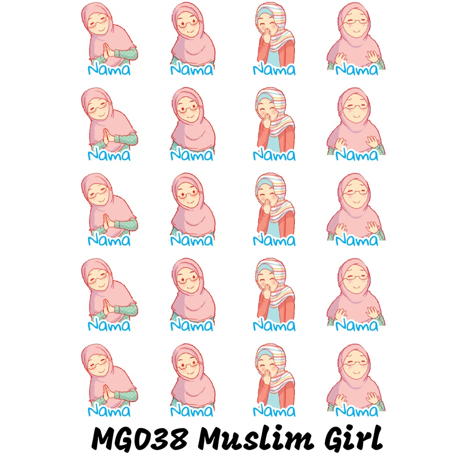 

Sticker Nama Cutting Label Waterproof Tahan Air Muslim Girl 38 (MG038)