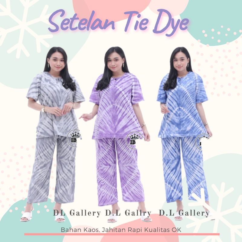 ONE SET TIE DYE SETELAN CELANA PANJANG TIE DIE || One Set TIE DIE Setelan Wanita Bahan Kaos