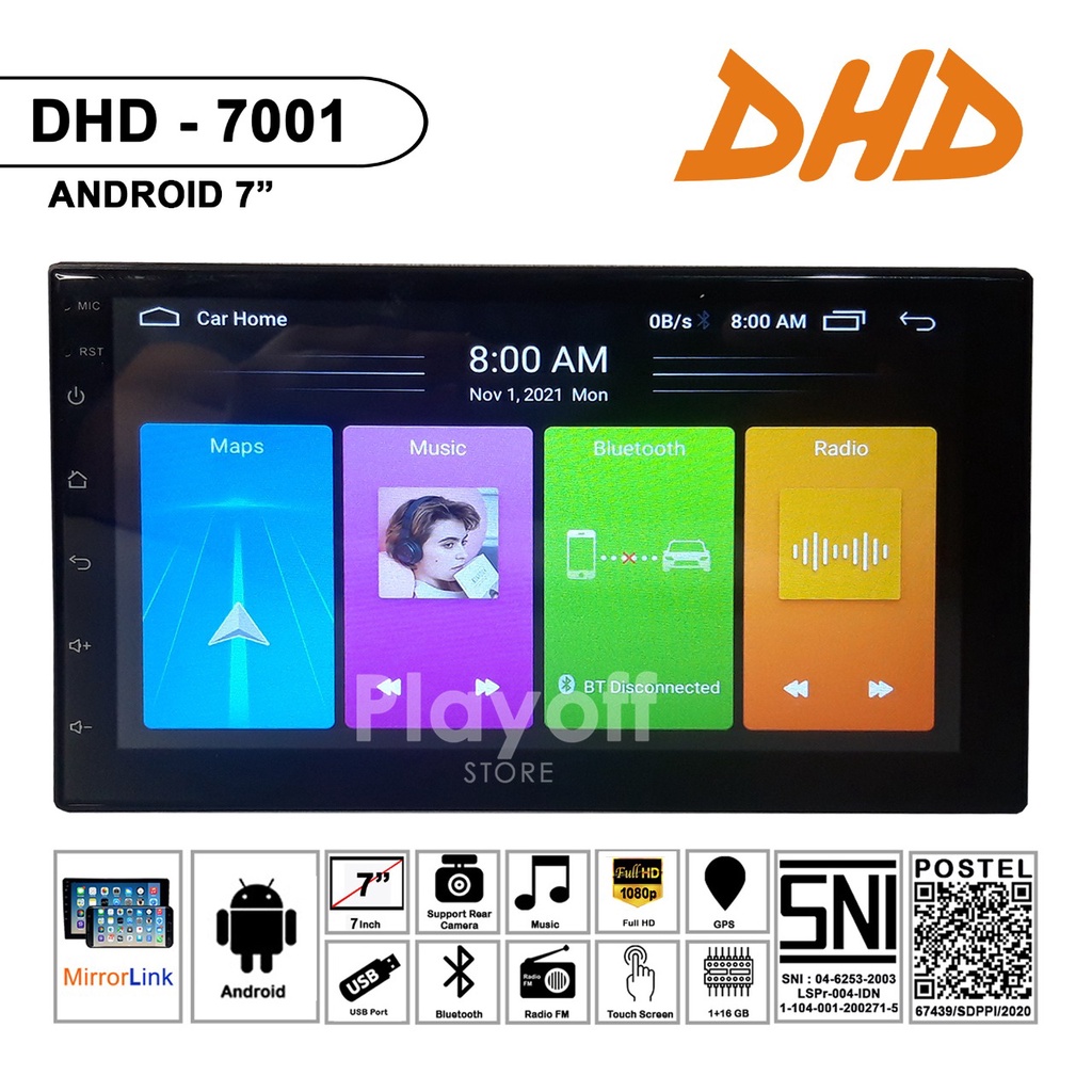 Head Unit ANDROID 7 INCH Double Din DHD-7001 GPS Mirrorlink Bluetooth