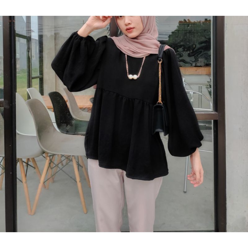 ALUVA.CLOTHES - Yura Blouse | Blouse Wanita | Puffy Blouse-1