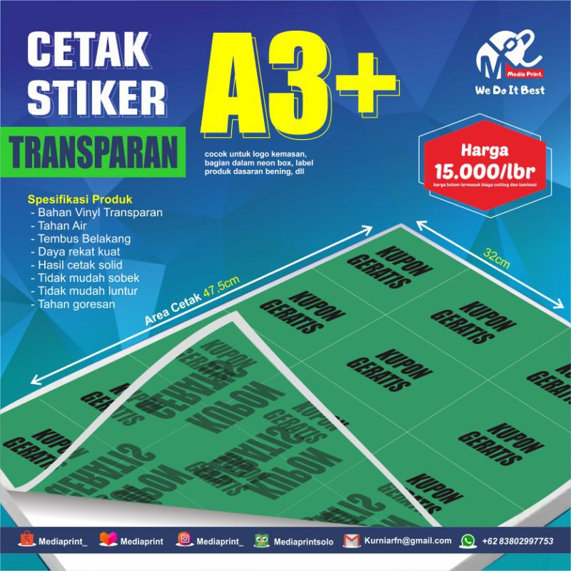 

Stiker Transparan A3+