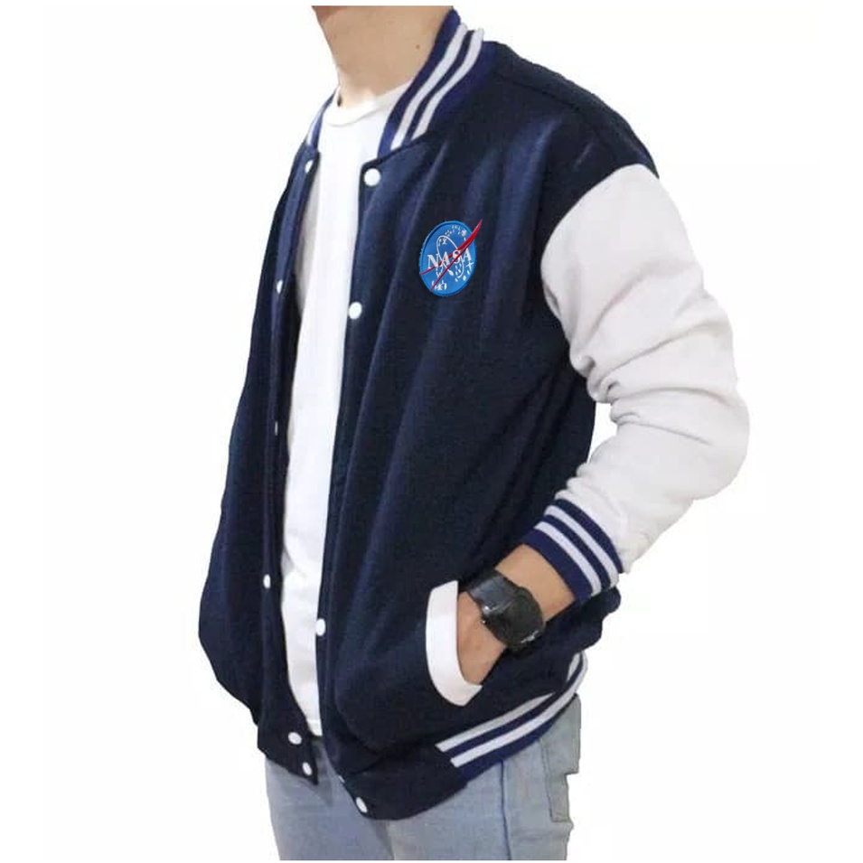 Jaket Baseball Varsity Motif Bordir NASA / Jaket Bomber Varsity Logo Bordir Terbaru