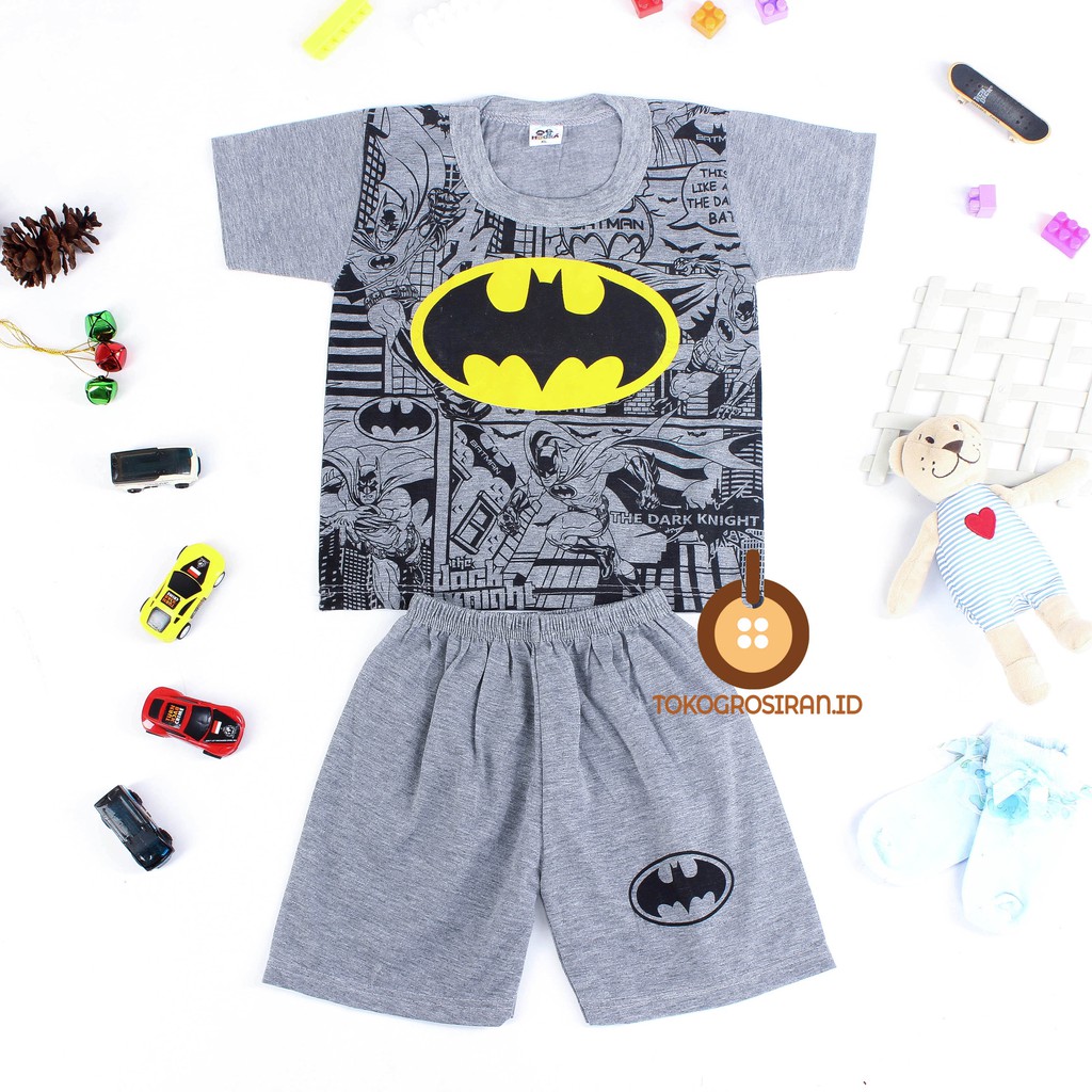 SETELAN ANAK LAKI-LAKI SUPERHERO 1-5 thn Lengan Pendek Kaos Anak Murah Batman Misty RM