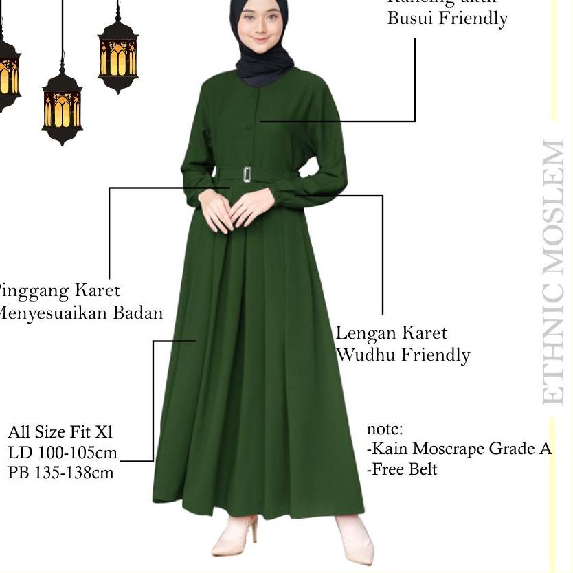 Serbuuuu.. Gamis Polos Menyusui Modern Ukuran Jumbo XXL LD 120 Warna Hijau Botol Full Kancing Pakaia
