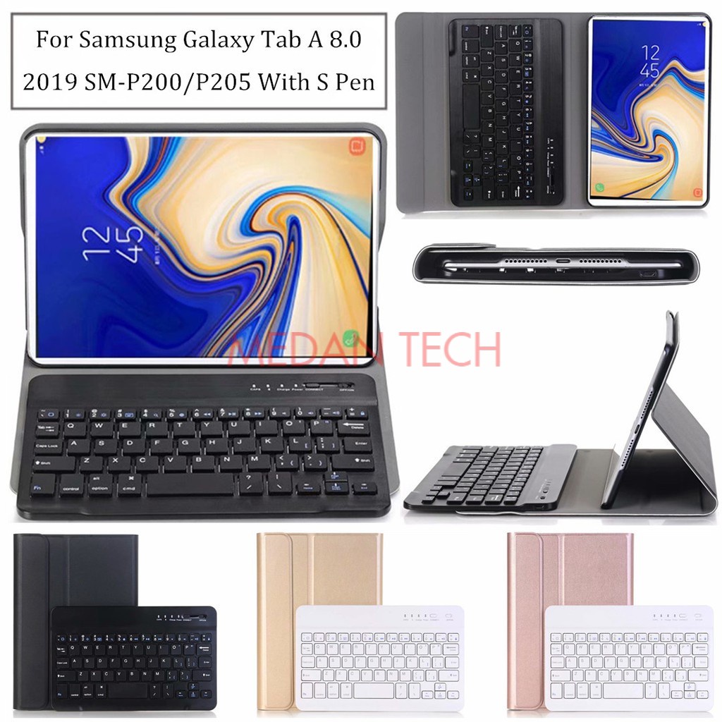 Bluetooth Keyboard Tablet Case Samsung Galaxy Tab A 8.0'' 2019 with S Pen P205 P200 High quality