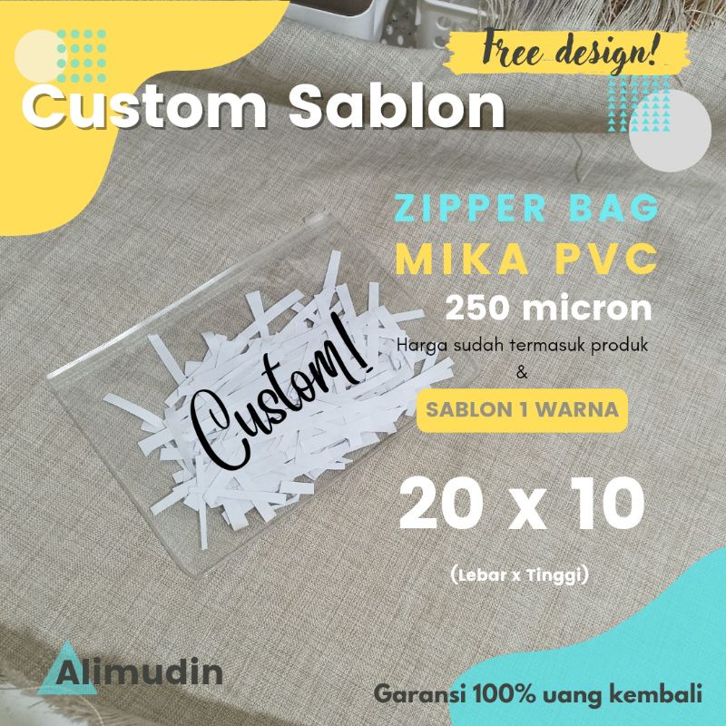 Zipper Bag Mika PVC 20 x 10 250 Mic Custom Sablon | Ziplock | Pouch