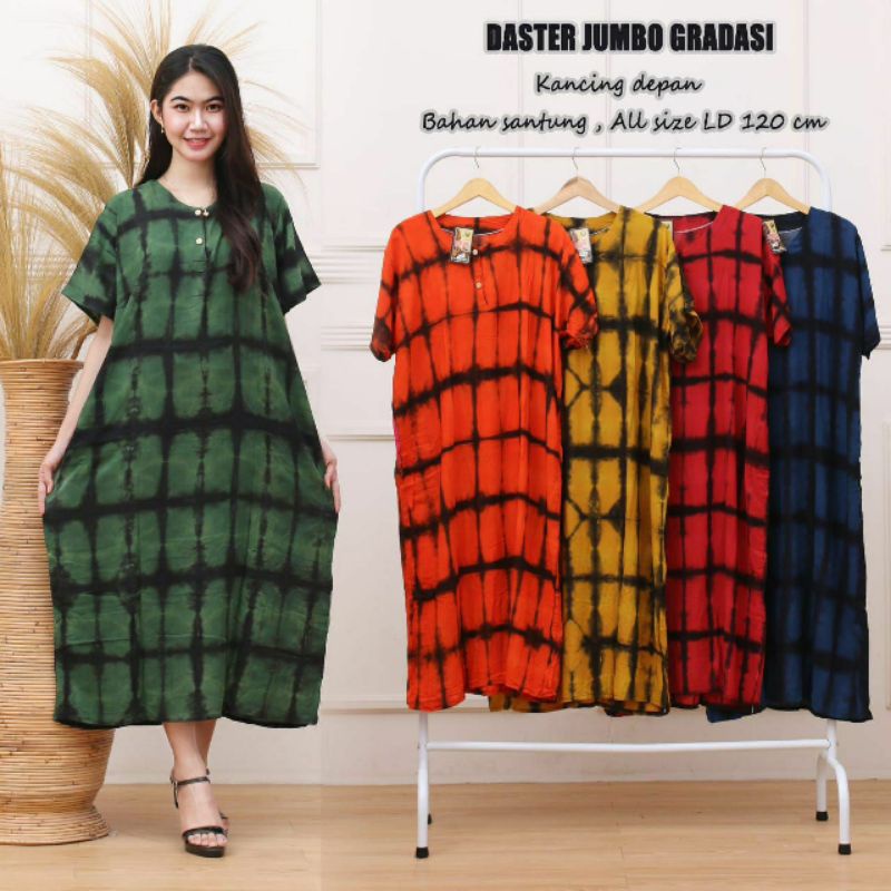 DASTER JUMBO BATIK DINAN KANCING DEPAN BUSUI BUMIL MURAH KEKINIAN LENGAN PENDEK