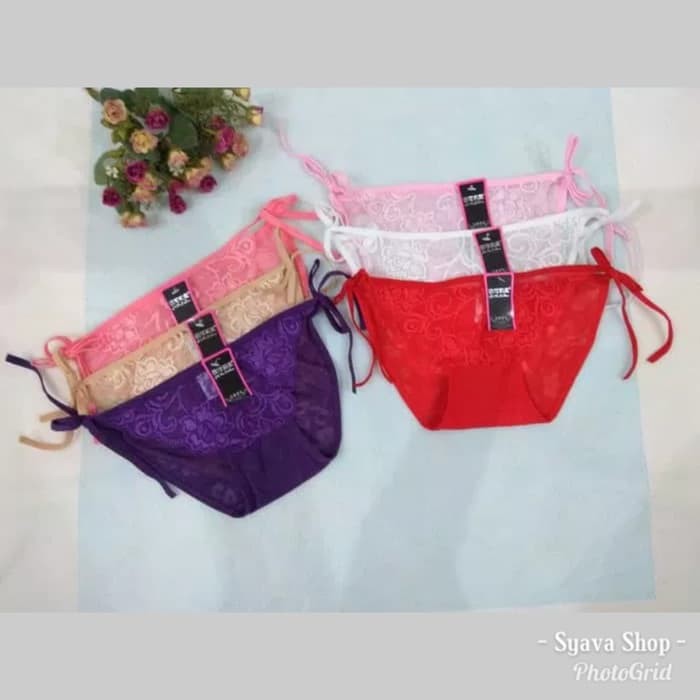 ready celana dalam g string wanita lace renda brukat tali ikat samping 229