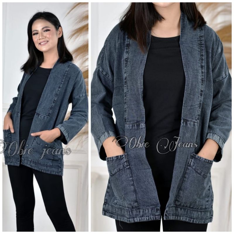 Blazer jeans / Blazer wanita / blazer jumbo / kardigan jeans wanita / outer jeans wanita kekinian