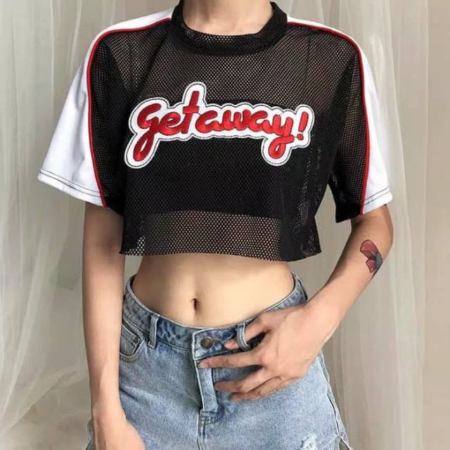 sexy mesh crop top lisa transparan getaway baju kpop dance blackpink