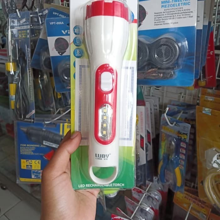 Senter LED Super Terang 2 in 1 Luby-8908 Tahan Hingga 8 Jam Kapasitas 1Watt gratis minyak wangi kasturi 10ml