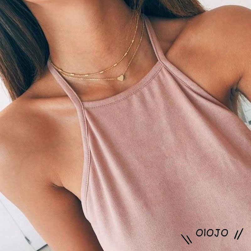 Kalung Klavikula Multi-Lapisan Kalung Berbentuk Hati Wanita Fashion Liontin Perhiasan - Ol