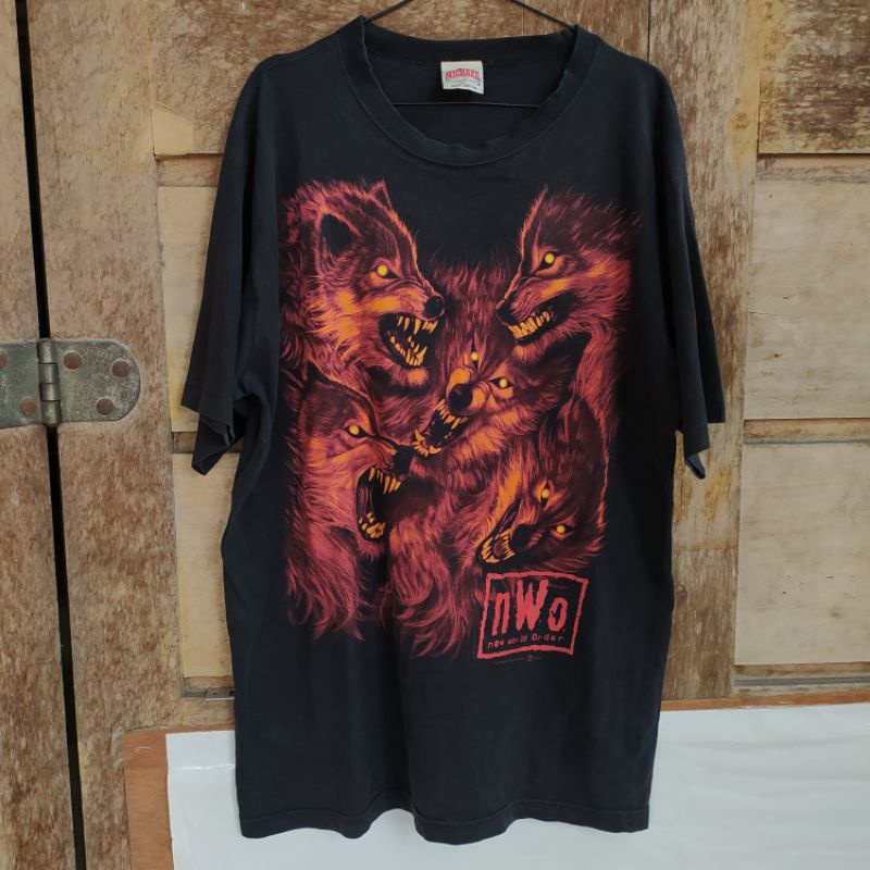 Vtg Nwo New World Order Wolf Tee Tshirt Kaos Vintage