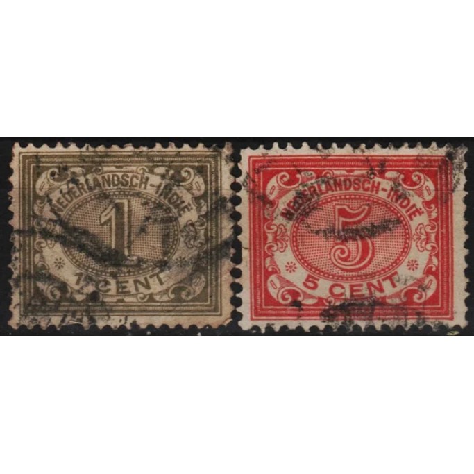 

Perangko Filateli Netherlands Indies FU 2v 1902 - 1909 Numeral