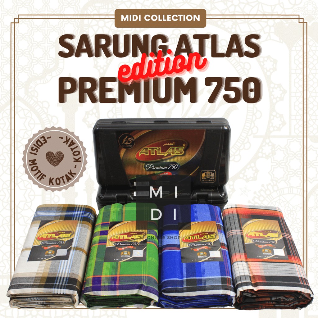 Sarung ATLAS Edisi Premium 750 Original (Motif Kotak-kotak) Hijau