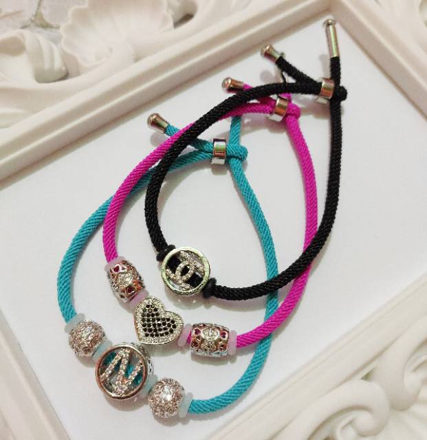 Gelang Tali Silver- Gelang tali serut - Gelang tali hongkong