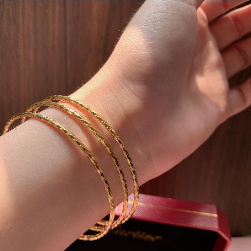 gelang Titanium asli Gold set isi 3pc keroncong Premium Quality bracelet Stainless steel ori 828