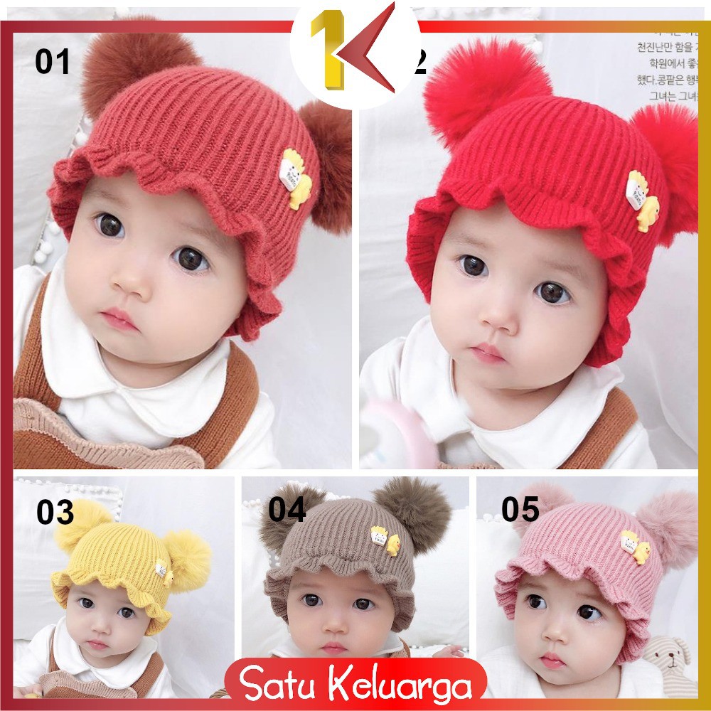 SK-P16 P23-30 Topi Kupluk Bayi Pompom Topi Anak Bucket Rajut Topi Korea Bunny Hat / Pilot / Unicorn-8