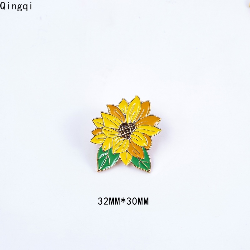 Bros Pin Enamel Bentuk Bunga Matahari Lily Daffodils Peony Camellia Warna-Warni Untuk Hadiah