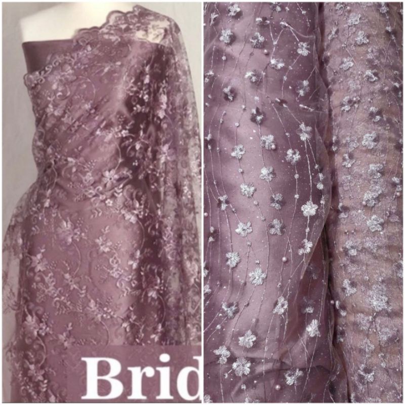 1/2 Meter Kain Tulle Tille Special Warna Mouve dan Taro
