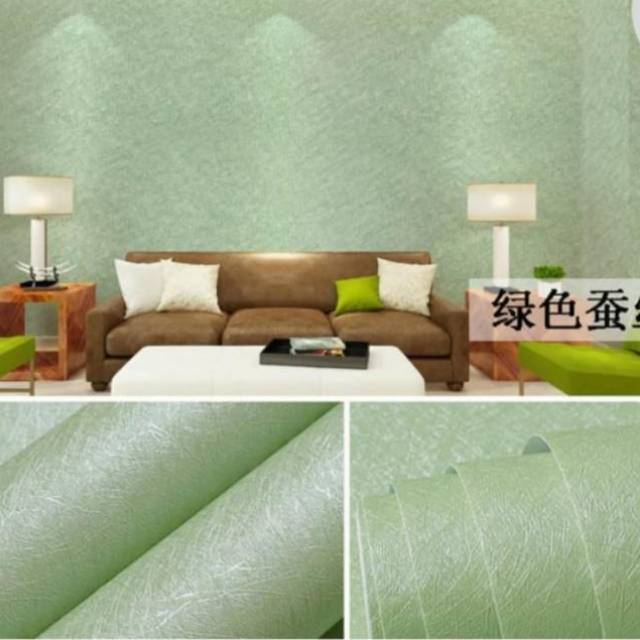 Wallpaper dinding 45cm x 10m PREMIUM Motif Hijau Polos Abstrak Soft Kode 6168