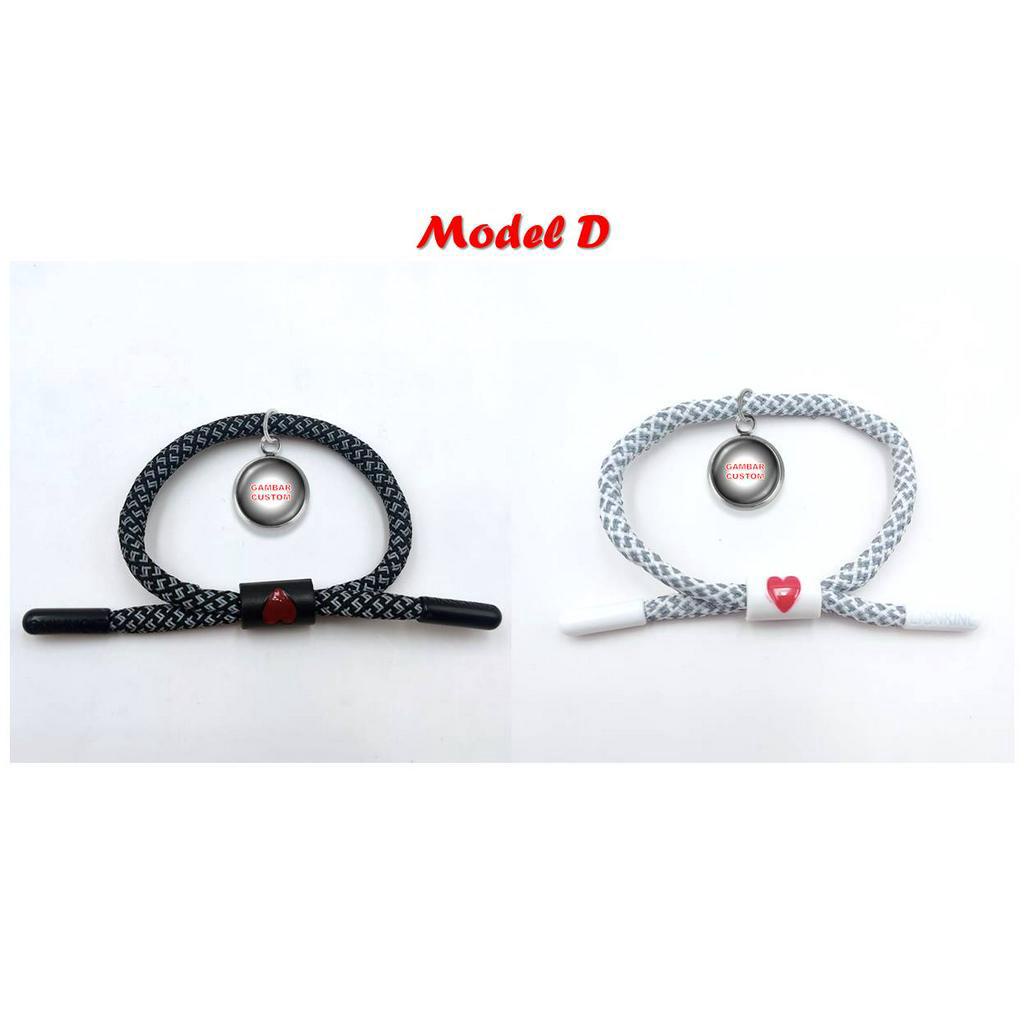 2Pcs GELANG COUPLE KING QUEEN PASANGAN BISA CUSTOM NAMA PANGGILAN SAYANG MODEL TALI SEPATU