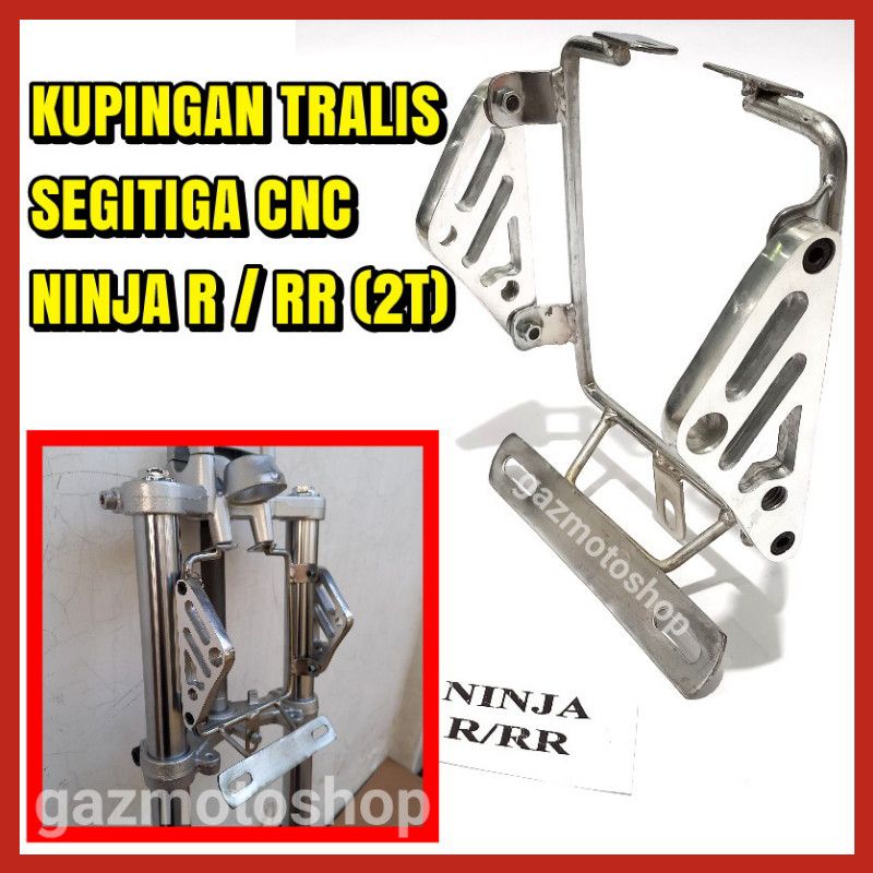 KUPINGAN LAMPU TRALIS Ninja R / RR SEGITIGA CNC Bracket Pangkon pesek pnp shock ninja 150