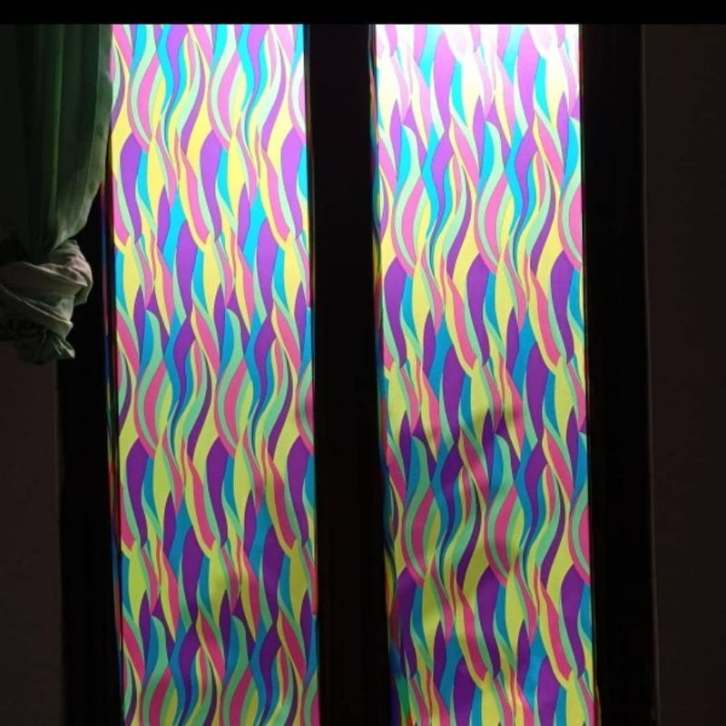 sticker kaca sunblast motif gelombang abstrak warna warni kode SK358 murah