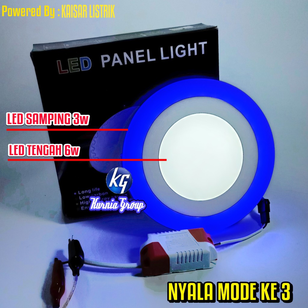 Downlight 2 Warna 6w + 3w Lampu Biru dan Putih Panel LED 3.5 inch Down Light 6+3w PREMIUM PVC Gypsum