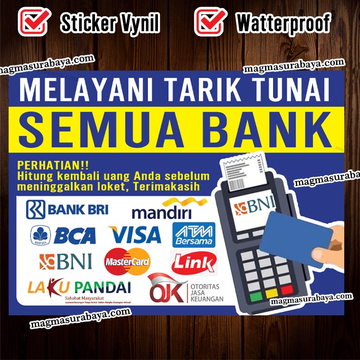 

Stiker Label sticker Melayani tarik Tunai Semua Bank