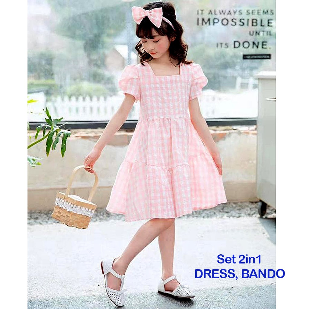 Dress Anak Perempuan Dengan Bando Ashley Square