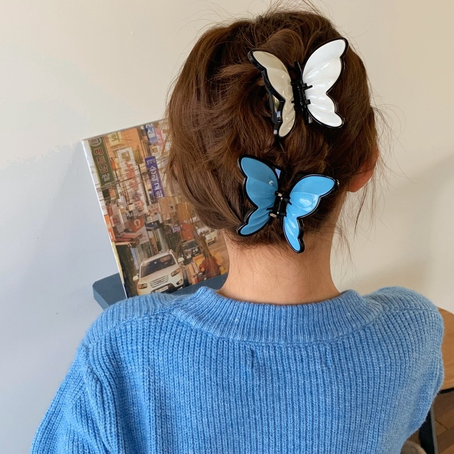 Jepit Rambut Model Butterfly Bahan Akrilik Matte Ukuran 7cm Untuk Wanita