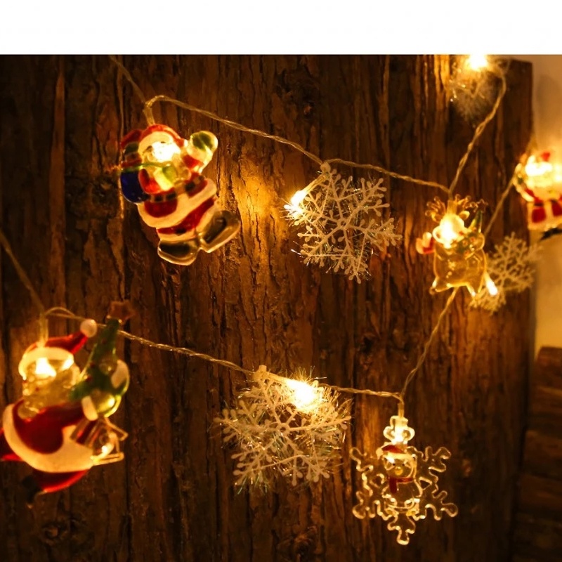 [LED Santa Claus Snowflake String Light] [Battery Powered Christmas Decoration Light for Home, Party]