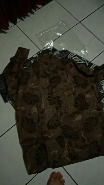 Kemeja Batik Pria Lengan Panjang Size M L Xl Xxl  Bswart Batik Hrb026 Kenongo Hem Panjang Padi