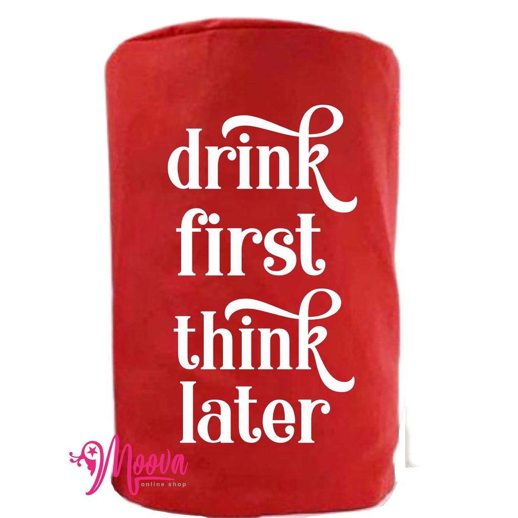 Cover Galon/Sarung Galon/Tutup Galon Motif Drink First Think Later Gratis Tempat Tissue