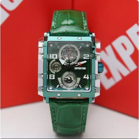 JAM TANGAN EXPEDITION E6757 / 6757 WANITA ORIGINAL GREEN SILVER