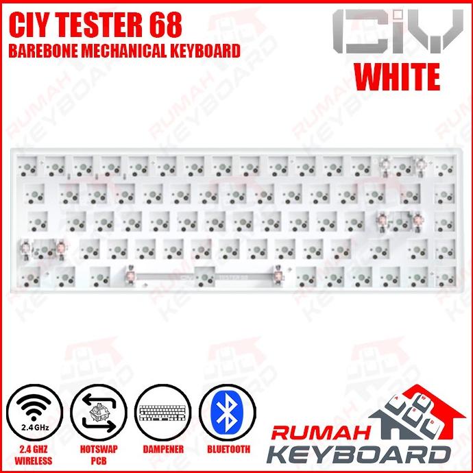 MECHANICAL KEYBOARD - CIY TESTER 68 - BARE - WIRELESS - BT - WHITE