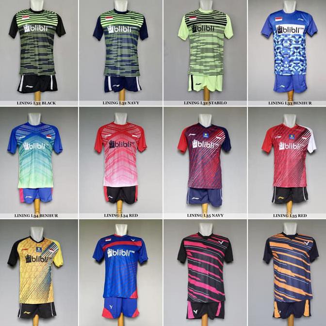 BIG SALE BAJU OLAHRAGA KAOS BADMINTON SETELAN BULUTANGKIS LINING VICTOR YONEX TERLENGKAP