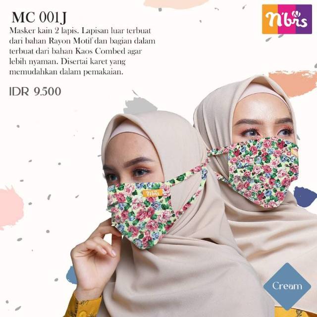 Masker Kain NIBRAS 2 Lapis Full Karet MC 001J - K