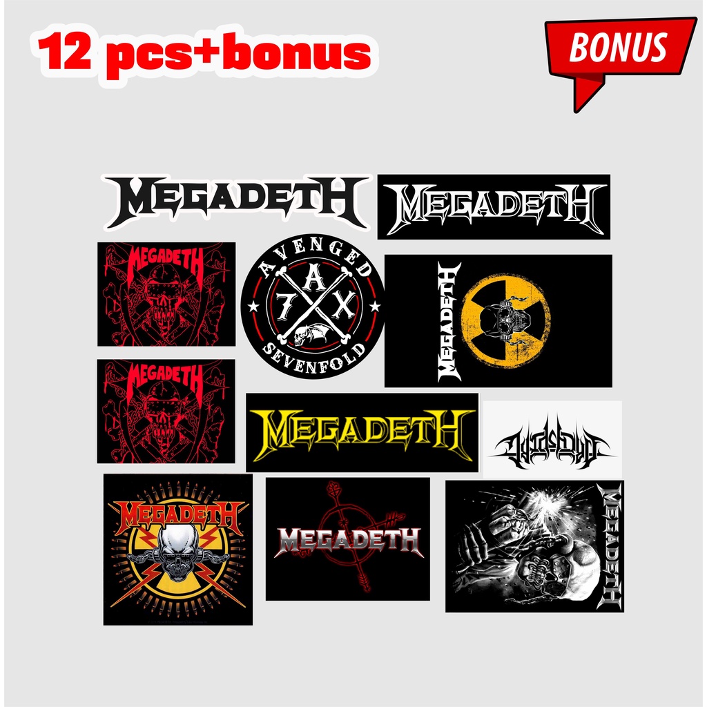 

Stiker MEGADEATH isi 10 pcs bahan vynil sudah cutting anti air