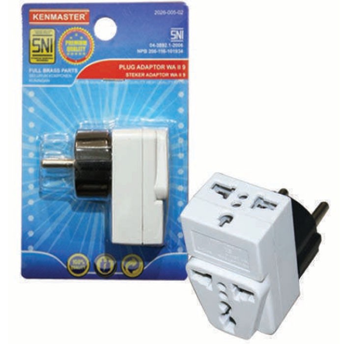 Kenmaster XX-508 WA-II-9 Plug Adaptor Steker untuk 2 atau 3 Kaki