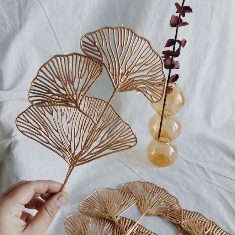 Bunga gold ginko, bunga plastik, bunga kering-2