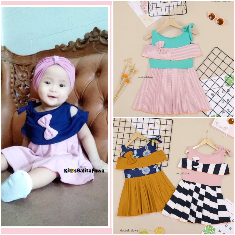 Dress Rachel uk Bayi 3-12 Bulan / Dres Model Kensi Baju Baby Perempuan Export Quality Gaun Pesta babycinnamon