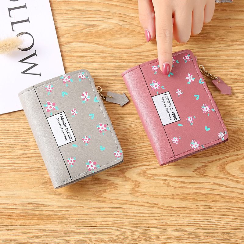 ZY 53  Dompet Lipat Mini Wanita Motif bunga Import