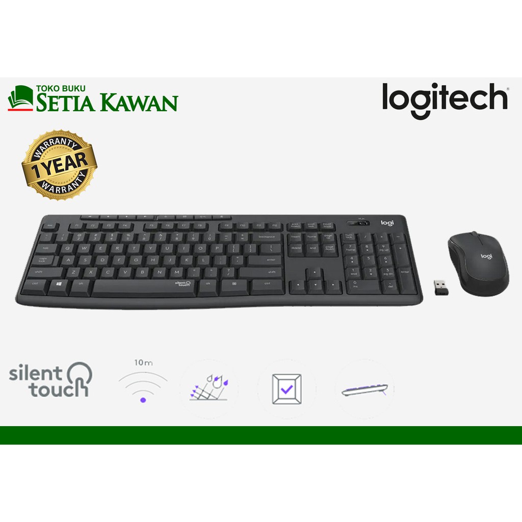 Logitech MK295 Silent Combo Wireless Mouse &amp; Keyboard GARANSI