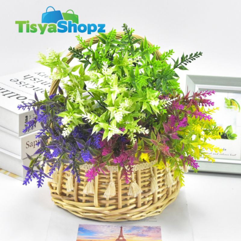 Lavender Waterweed 7 Cabang / Bunga Hias Waterweed Plastik [ Tanpa Pot ]